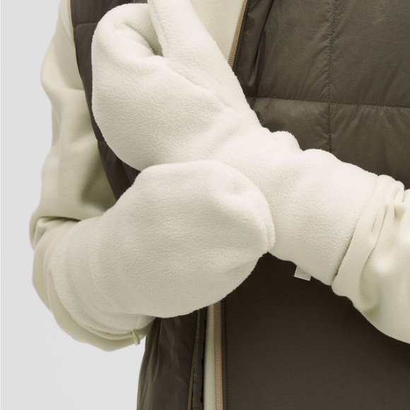 Fleece Mittens In Bone - Picture 2 of 4